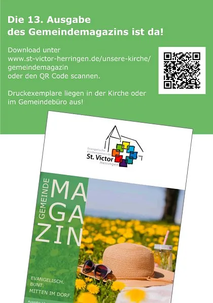 Magazintitelbild mit Kindern und Kirchenlogo.