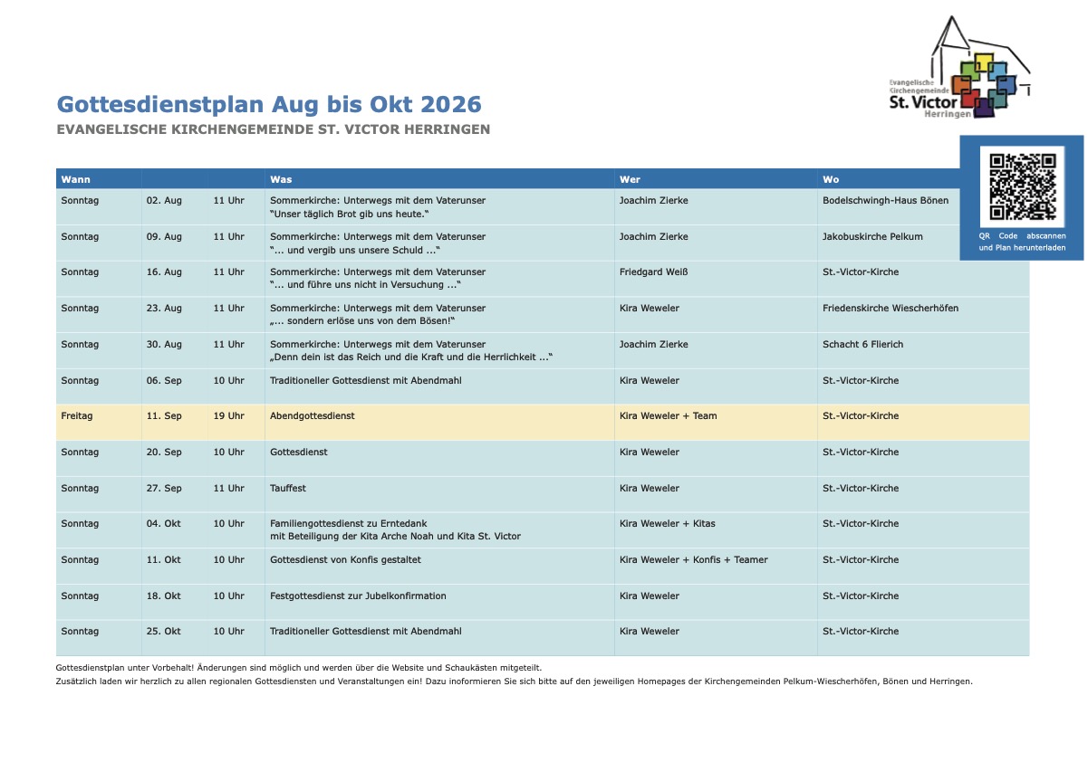 St. Victor Kirche Gottesdienstplan